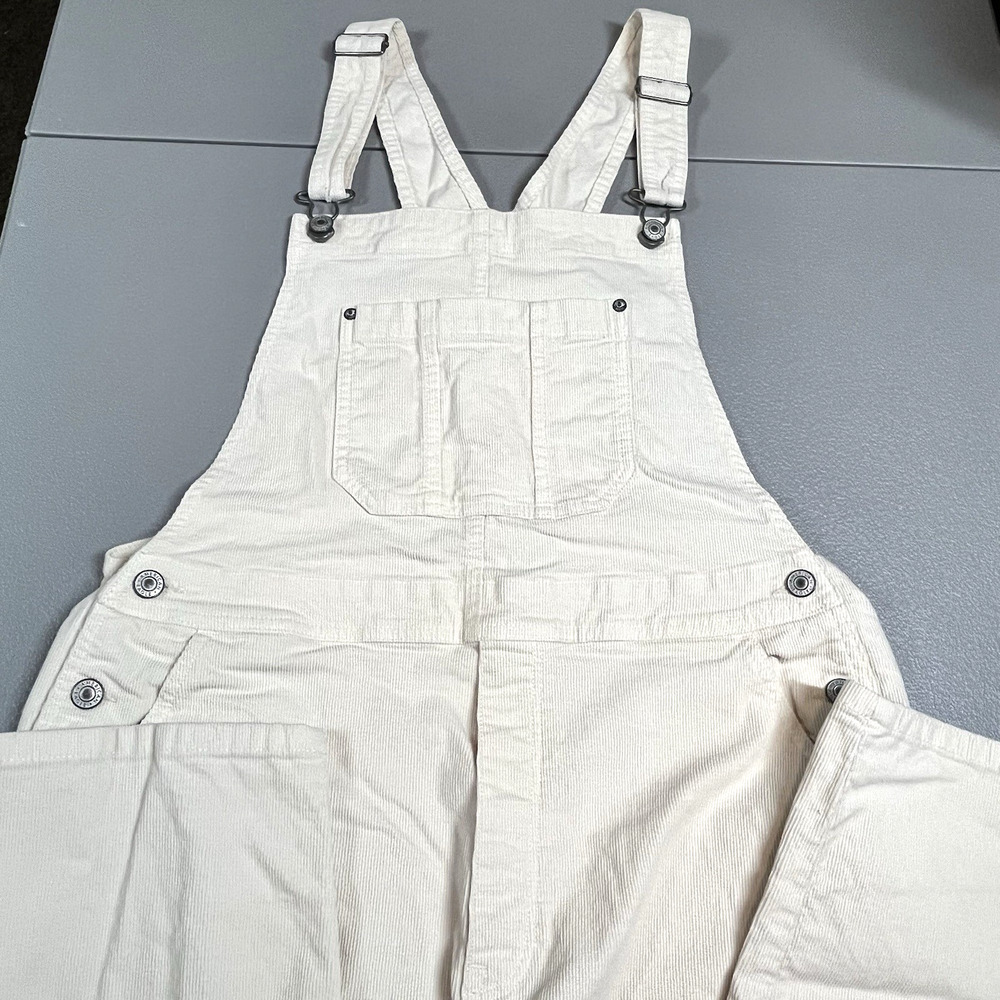 American Eagle Corduroy Overalls Relaxed Utility Y2K Womens Lg Grunge Off white